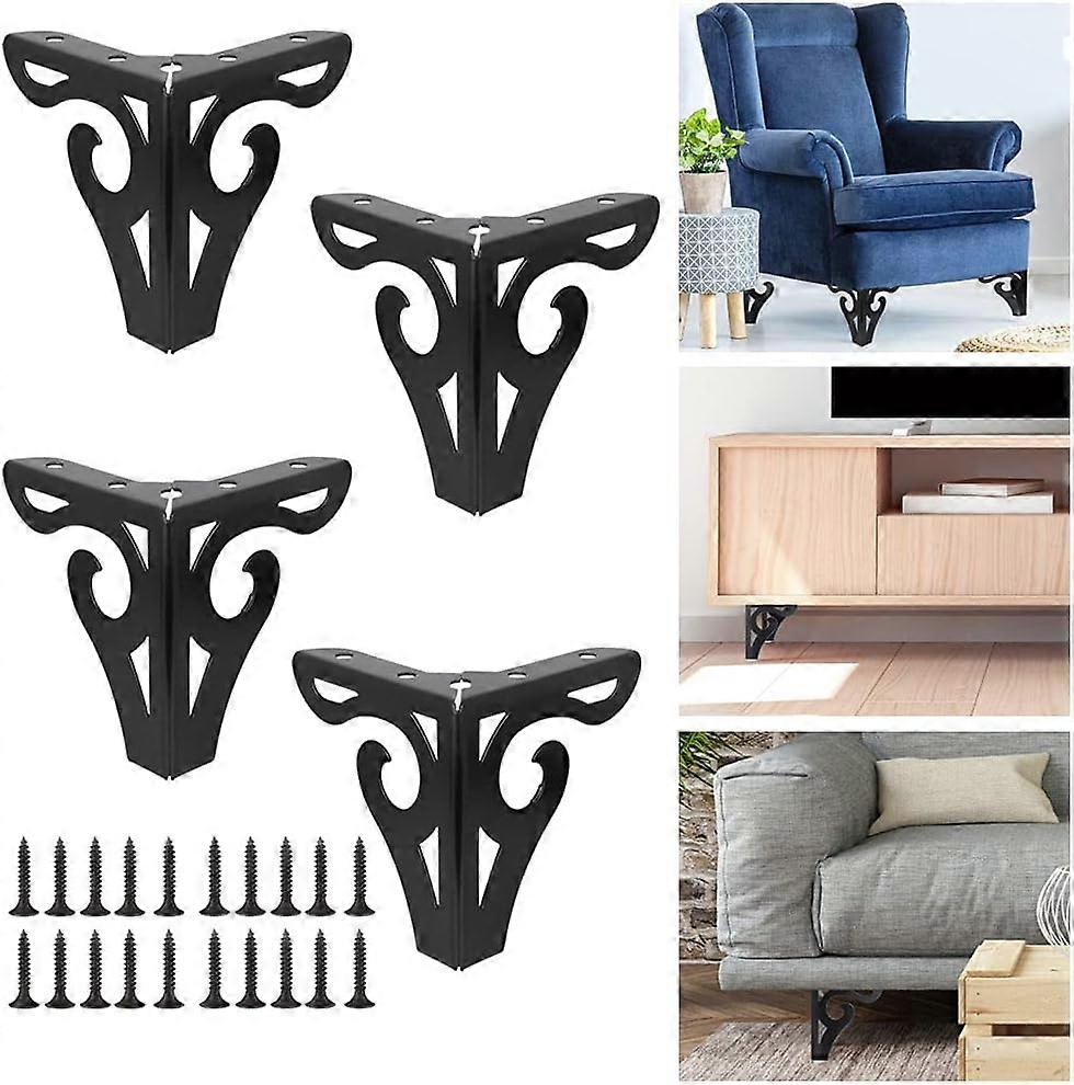 Set of 4 (10cm height) Furniture Legs Black Metal Modern Table Leg Replacement Sofa Legs Triangular Table Legs with Screws for DIY Projects, Sofa, Tab