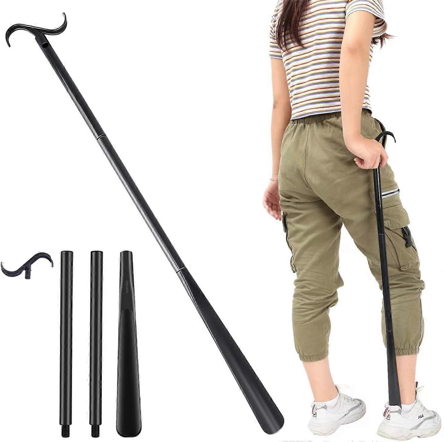 84cm Long Dressing Stick with Sock Removal Tool, Adjustable Dressing Aid for Shoes, Socks, Shirts and Pants for Elderly and Disabled