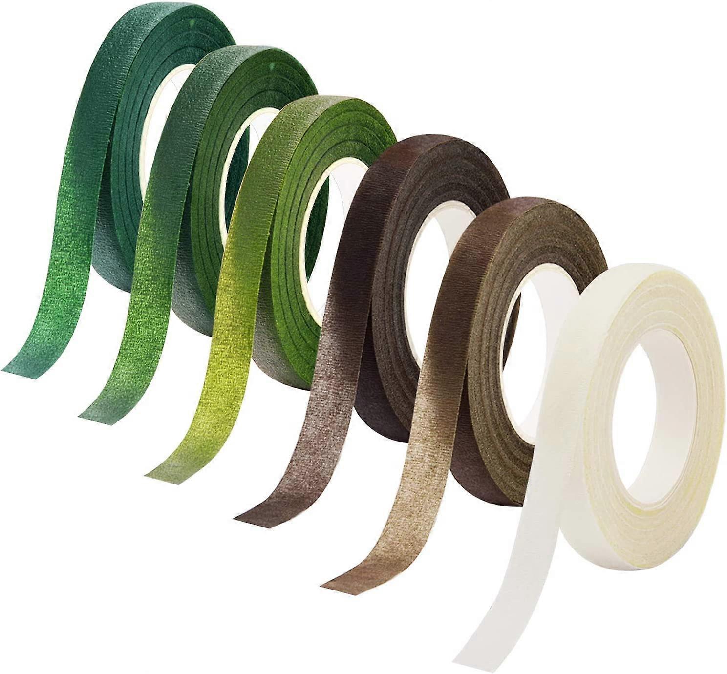 6 couleurs rubans floraux fleurs adhésifs tige wrap tape (vert foncé, vert, vert gazon, blanc, marron, marron clair)