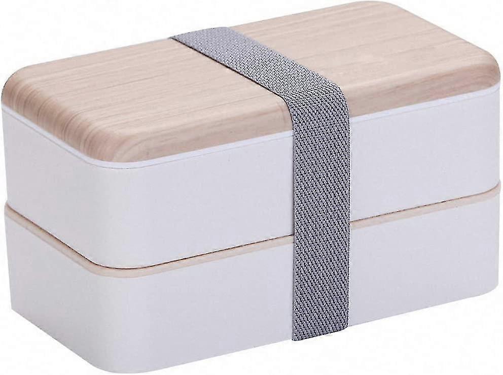 For Lunch Box: Kids Bento Box, 800 ml Bento Box with Double Layer for Child Bento and Cutlery in White, Perfect for School and Picnics