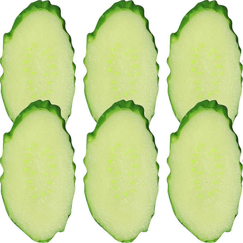 6pcs Lifelike Cucumber Slices Fake Simulation Vegetable Models Realistic Vegetable Slice Prop