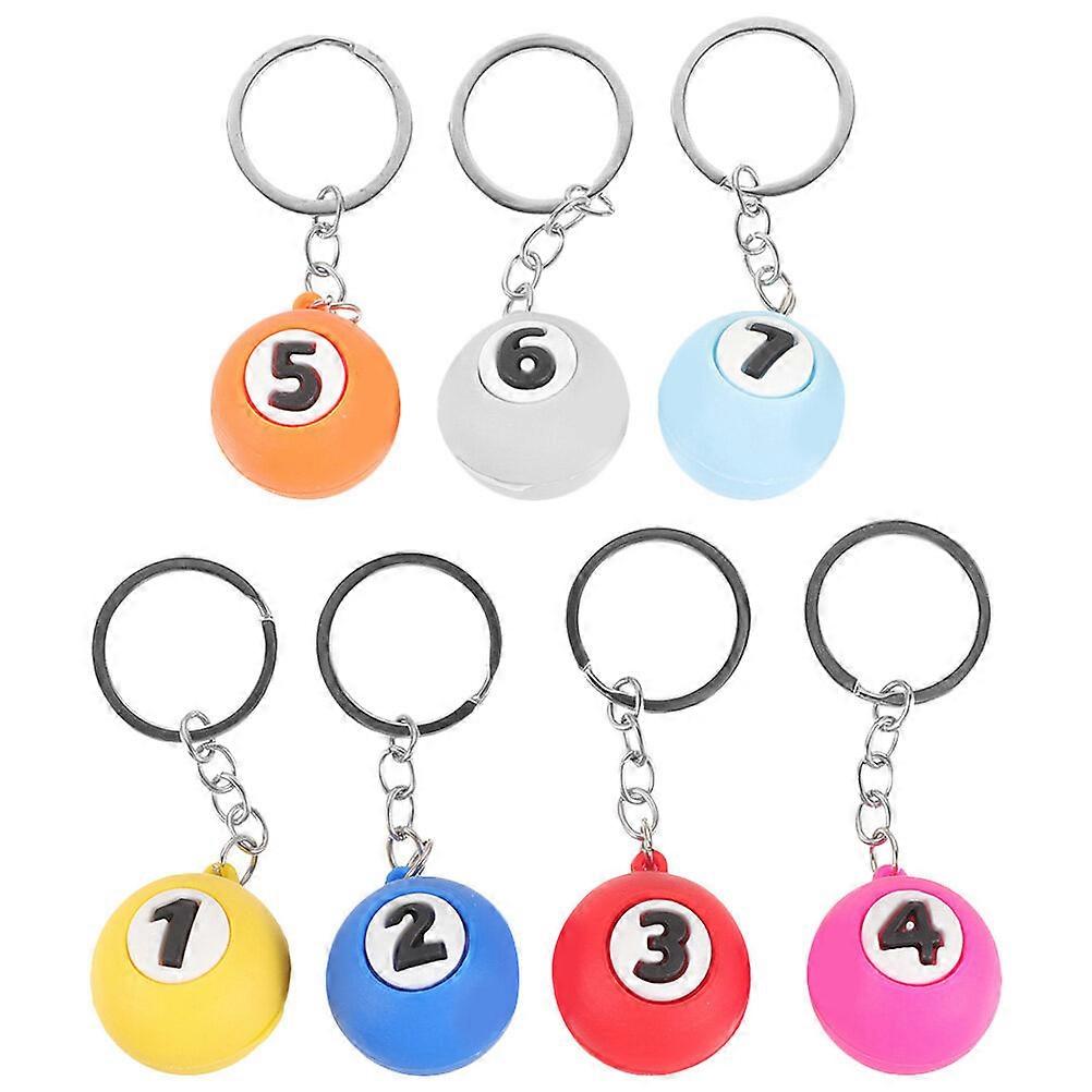 7Pcs Billiards Ball Keychains Pool Ball Keychains Stylish Small Keychains Hanging Keychains Small Keychains