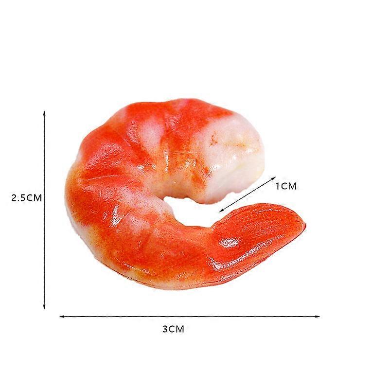 6Pcs Simulation Shrimp Meat Model Creative Shrimp Shaped Decor Shrimp Cognitive Model