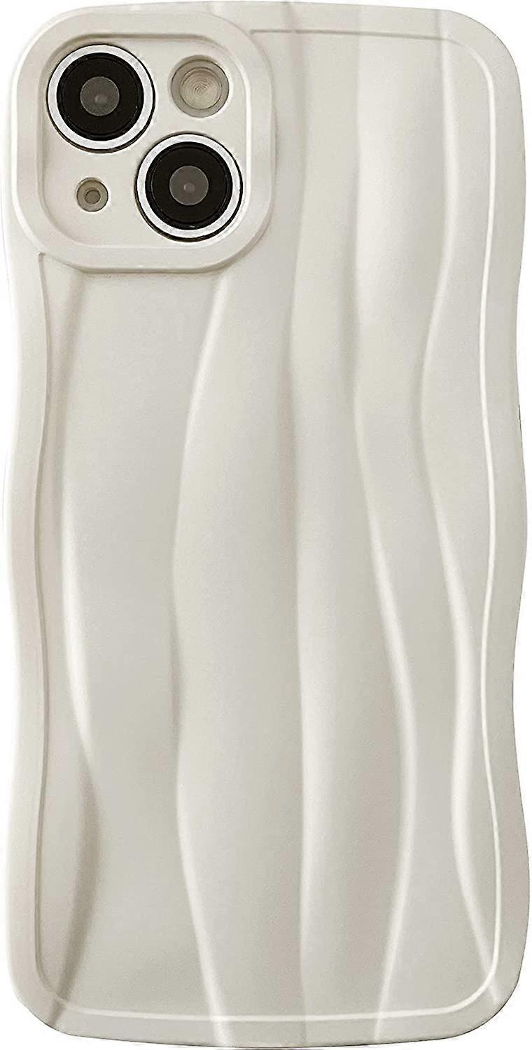 Candy Color Água Ondulação Padrão Onda Câmera Lens Protection Soft Compatível com iPhone Case (Branco, iPhone 13 Pro)