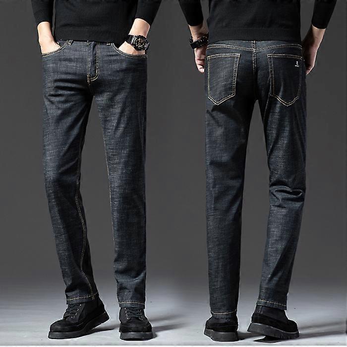 Yaz Sonbahar Erkekler Denim Kore Tarzı Düz Açık Mavi Kot Elastik Öğrenci Pantolon Streetwear Pantolon Siyah Kot