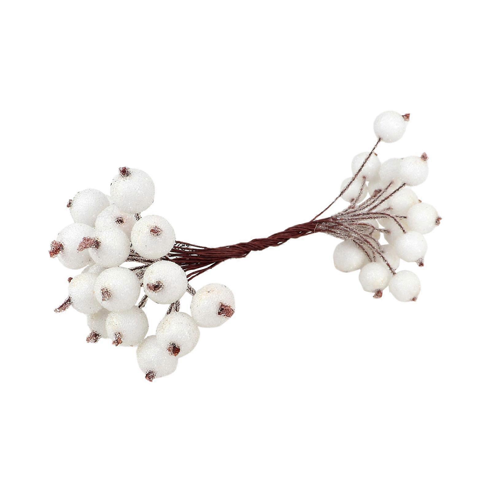 Artificial Frosted Holly Berries Flower Arrangement DIY Winter with 40 Heads Red
