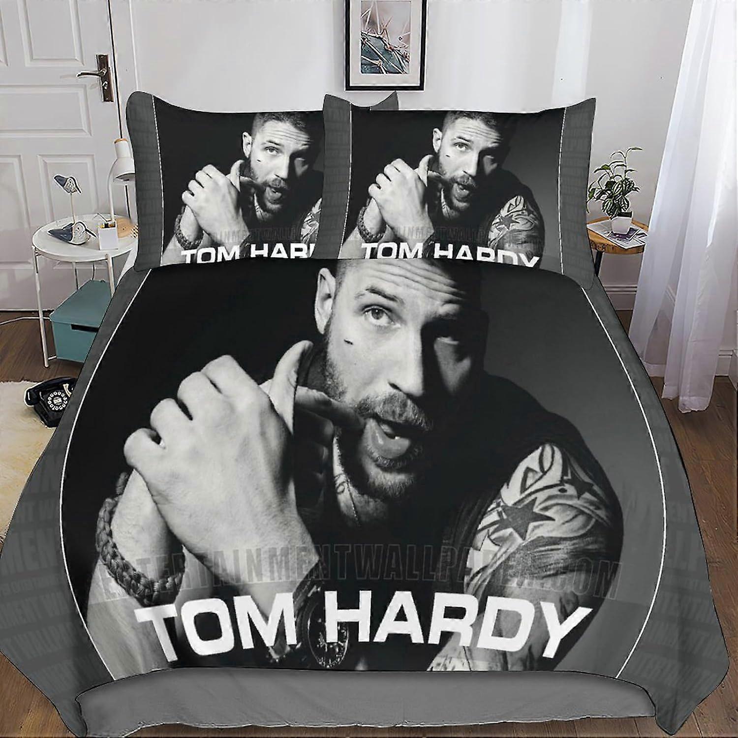 Tom Hardy Påslakan 3D Sängkläder Set med dragkedja - Påslakan i mikrofiber med 1 örngott 3 st Vuxna Barn Flickor
