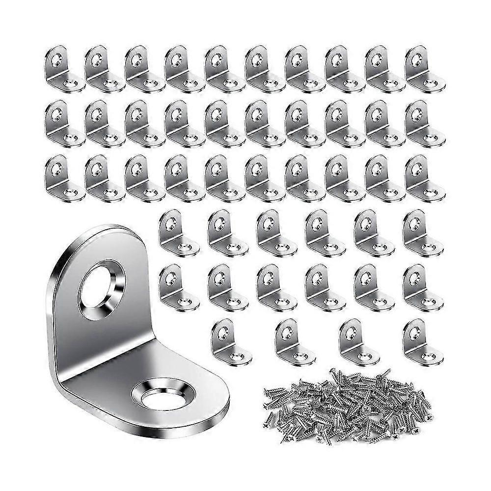 50pcs Γωνιακό στήριγμα βραχιόνων L, μικρά στηρίγματα βαρέως τύπου, αγκύλες ορθής γωνίας από ανοξείδωτο χάλυβα, 90