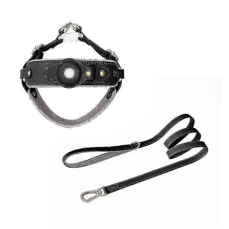 Airtag Dog Collar With Leash, Adjustable Pet Harness With Airtag Holder Dog Walking Accessories