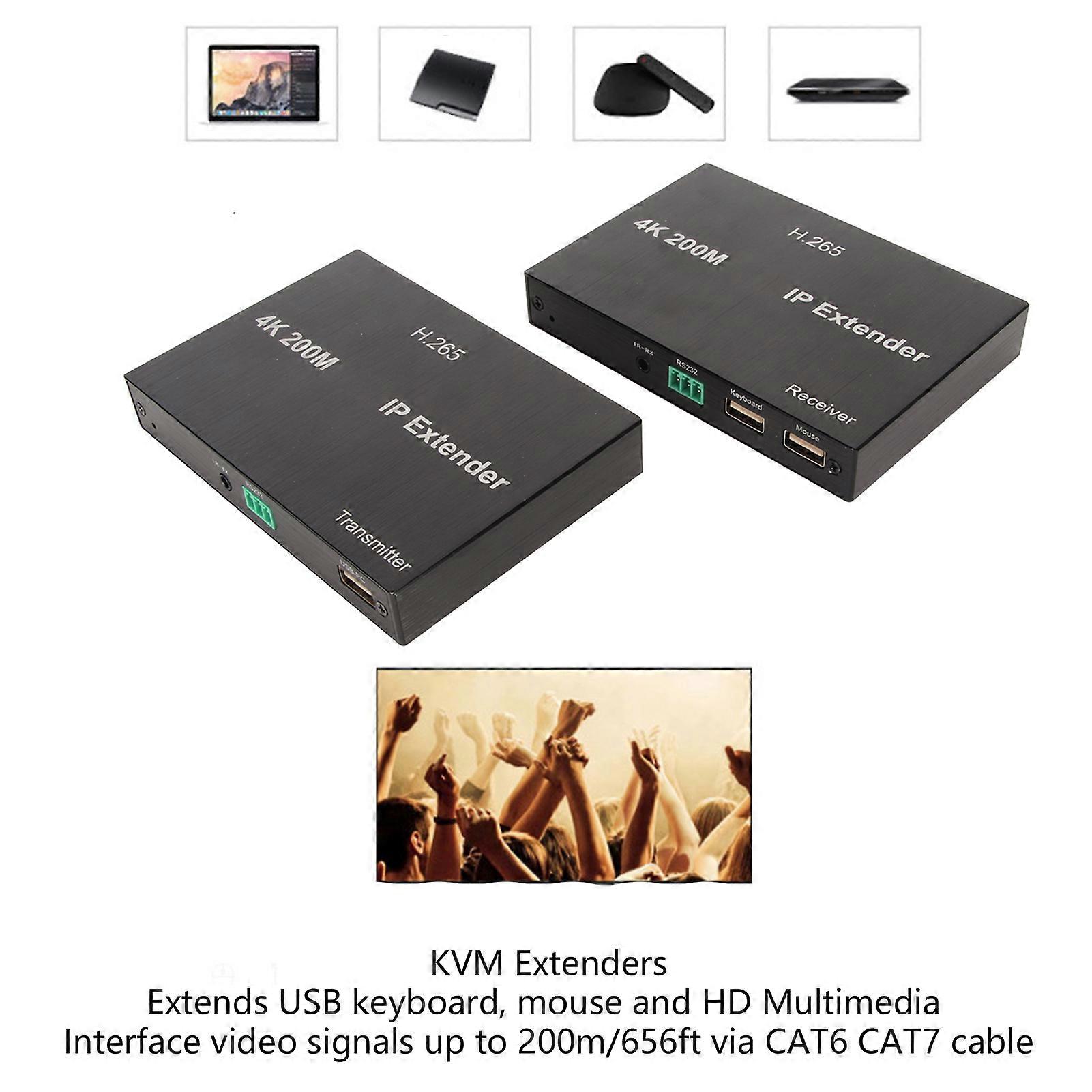 4K USB KVM Extender Over CAT6/CAT7 - 656ft Range, 60Hz HDR, US Plug, Easy Setup
