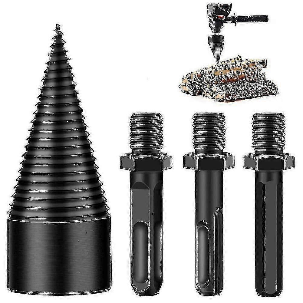 Wood Splitting Drill Bit, Tapered Drill Bit, 42mm Wood Splitting Drill Bit, Durable Splitting Screw Cone Woodworking Grinding Tool With 3 Drilling Han