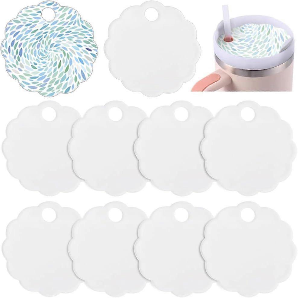 10 Pcs Blank Acrylic Sublimation Name Plate White Sublimation Cup Lid Personalized Name Tag Tumbler Name Tag for Customized Insulated Mug Decoration A