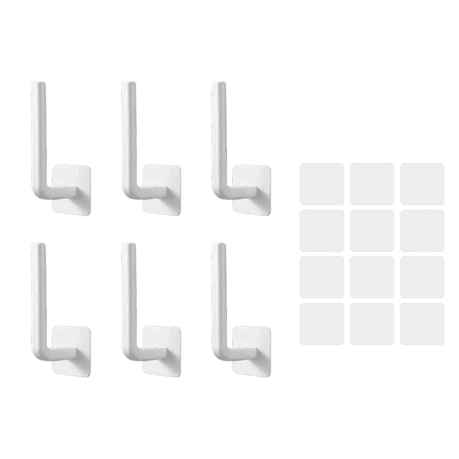 6Pcs Adhesive Hook Plastic Wall Mounted Hook Multipurpose Hook Set for Towel Clothes