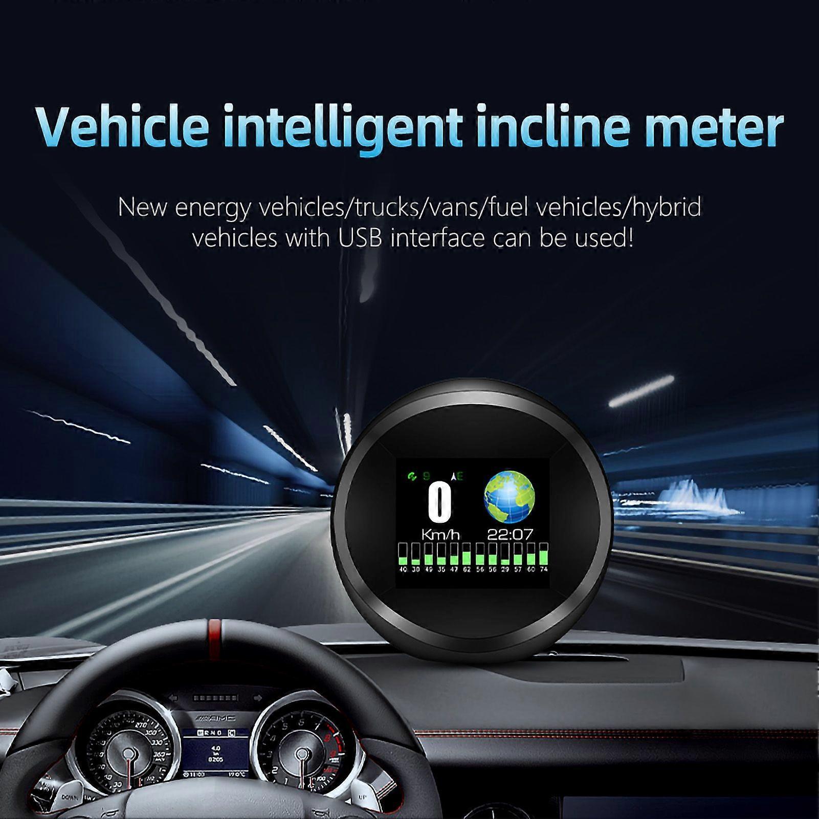 GP11 Car Heads~Up Display (HUD) ~ Speed, Altitude, Compass, GPS Tracking, Over~Speed Alarm, Tilt Angle, Multilingual Interface (Black) MK488
