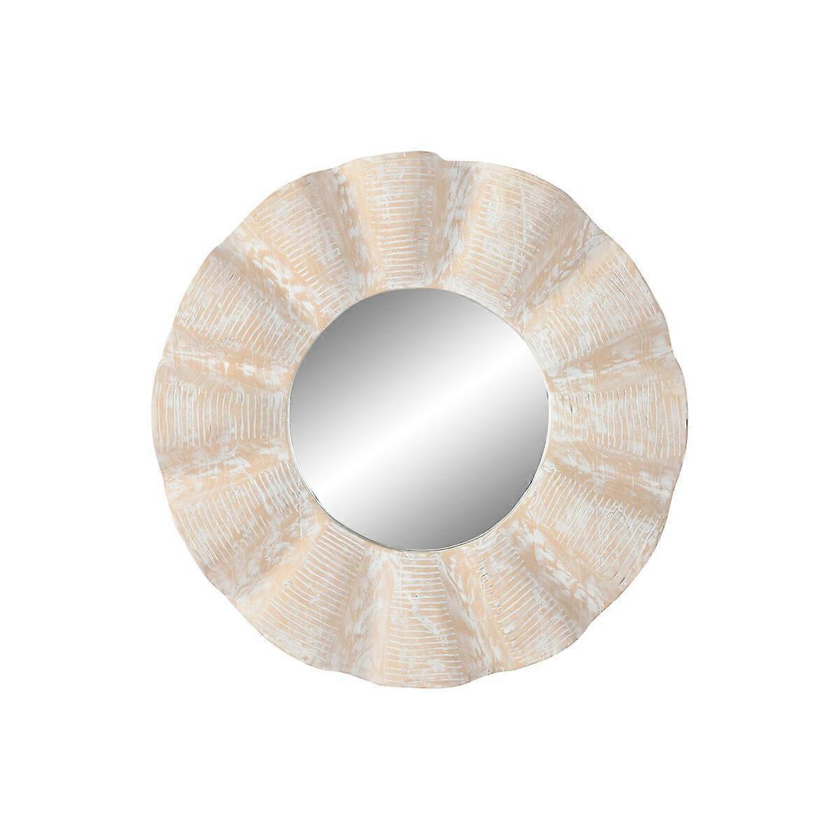 Wall Mirror Home ESPRIT White Decapé Carving 76 x 7 x 76 cm