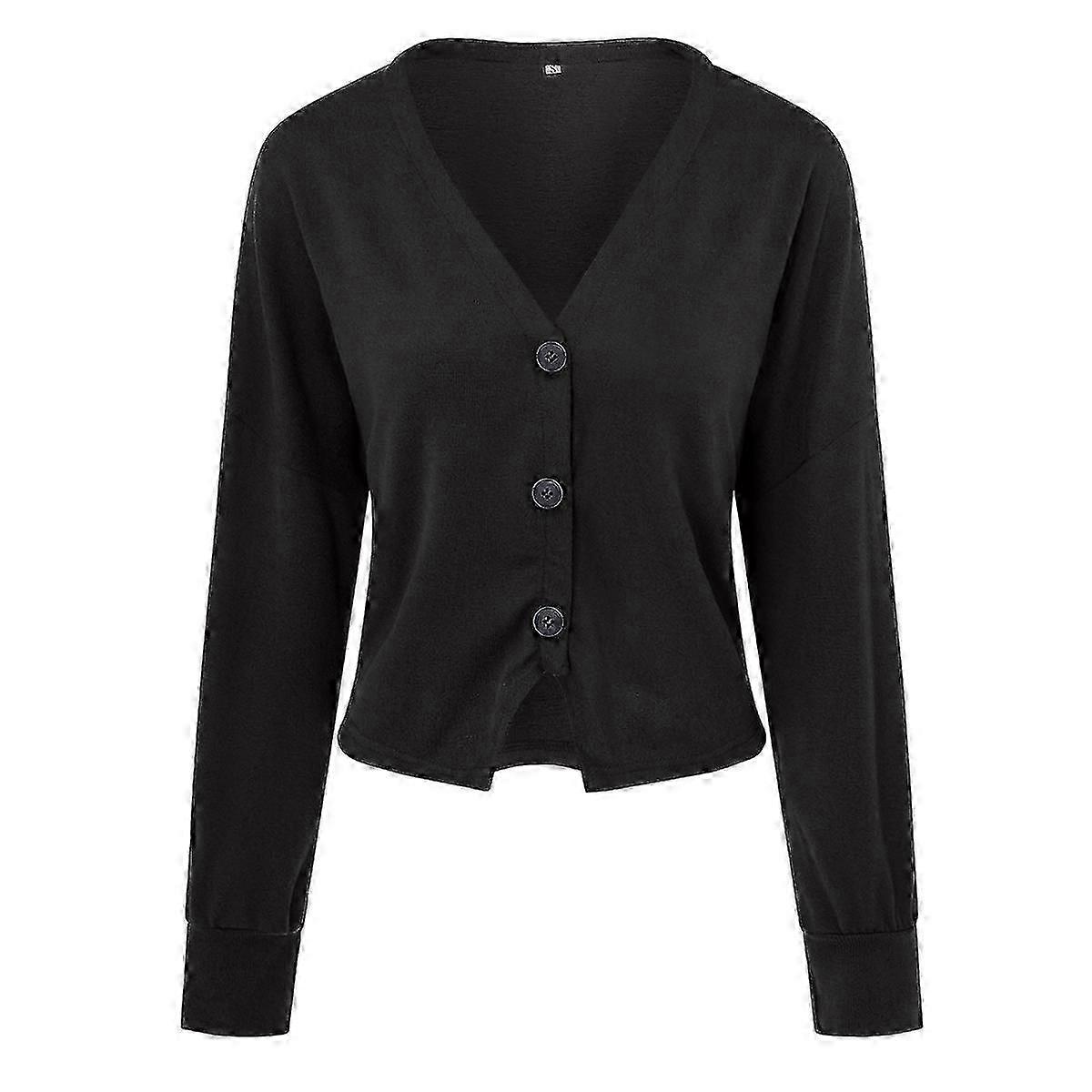 Cotton Ladies V-neck Fashion Design Loose Solid Color Casual Cardigan 15 Colors