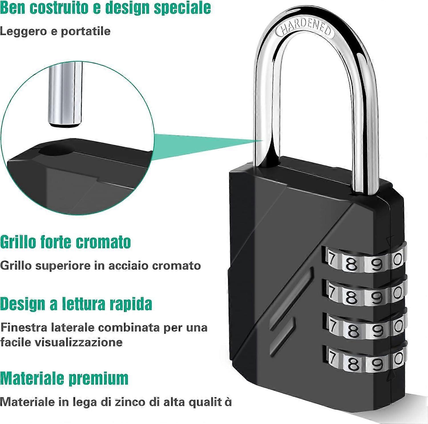 4 Digit Combination Padlock, Combination Lock, Code Padlock for Sports Locker for Gym, School, Gate, Hangar