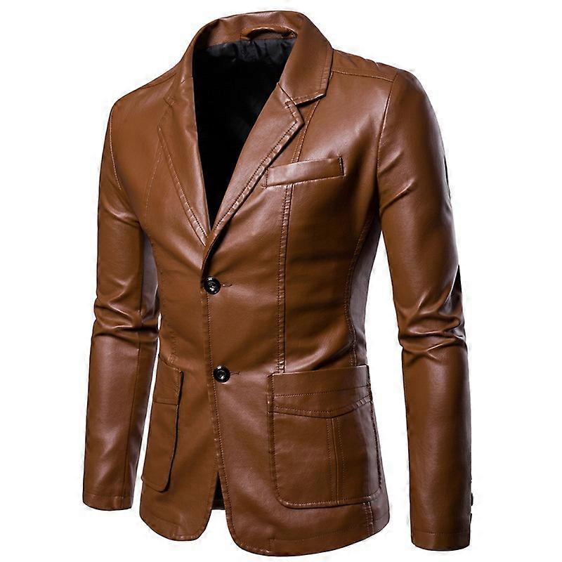 Spring and autumn pu men's business casual leather jacket