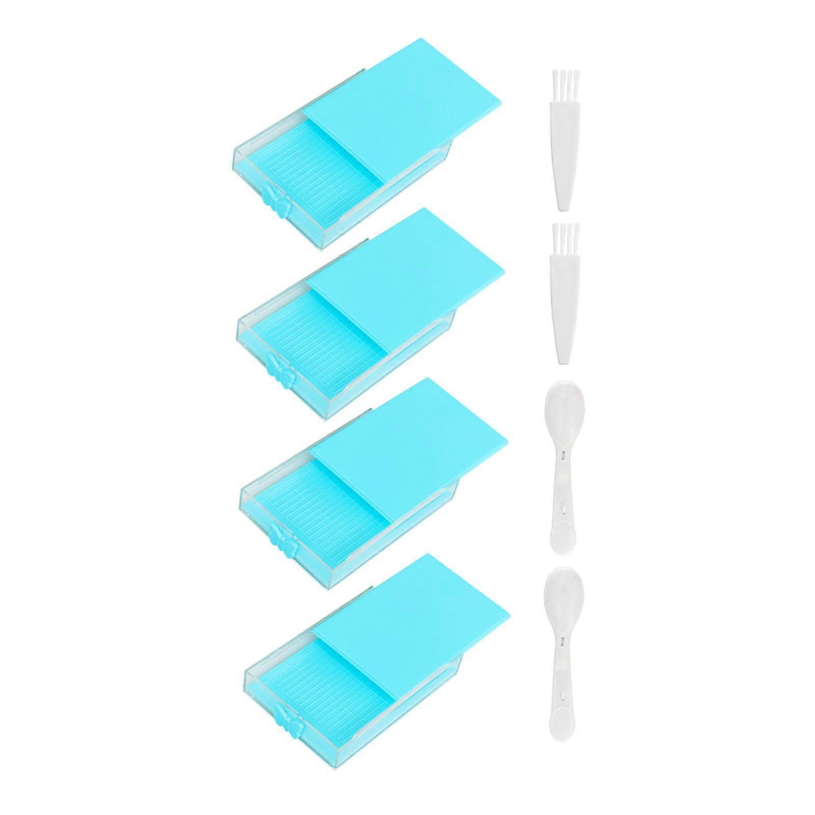 4Pcs Flip Drill Plate Diamond Tray Large Capacity with Brush and Spoon 5D Point