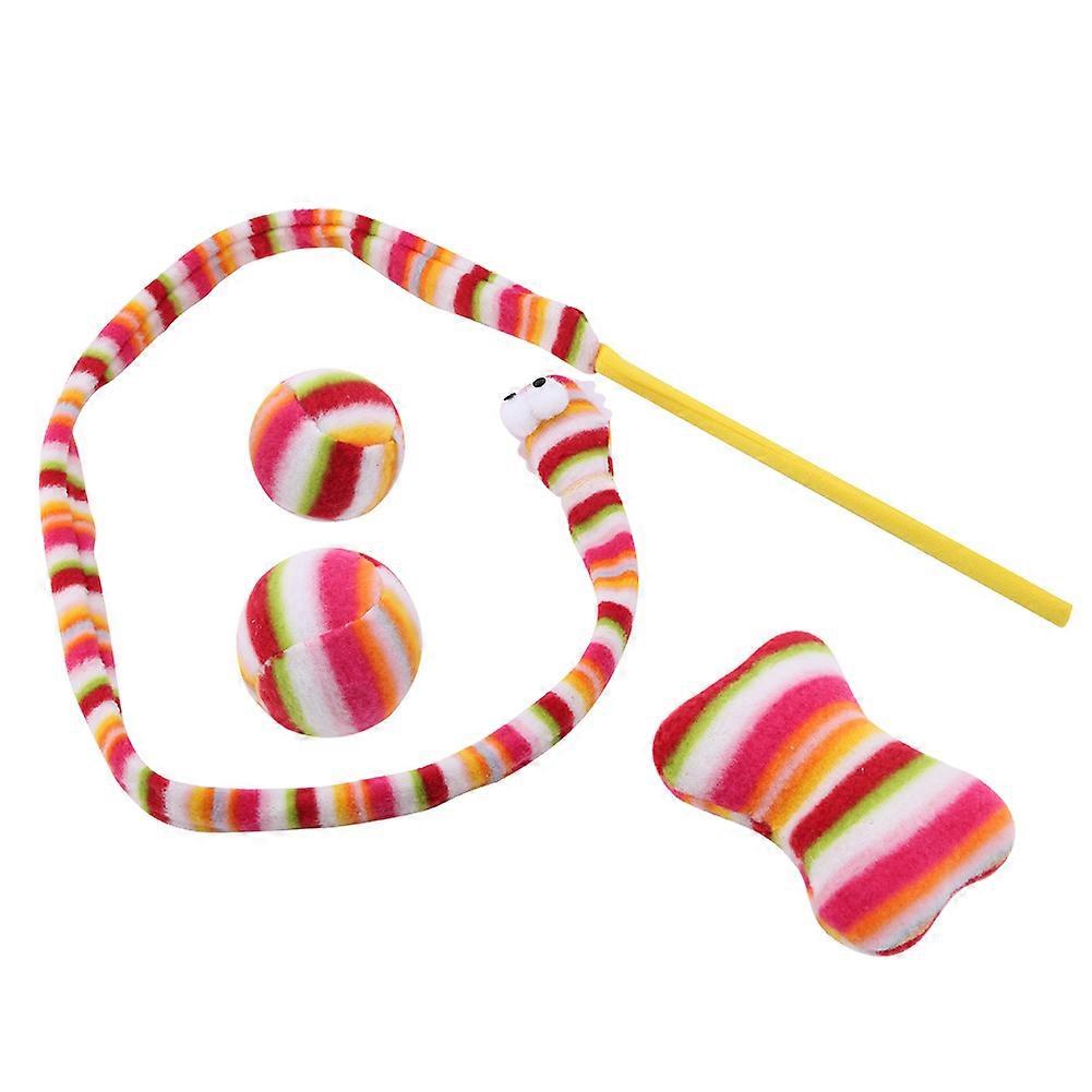 Cat Toy Rainbow Snake Teaser for Kittens - Interactive Play Toy Set for Cats, Funny Exerciser Gift, Colorful Design