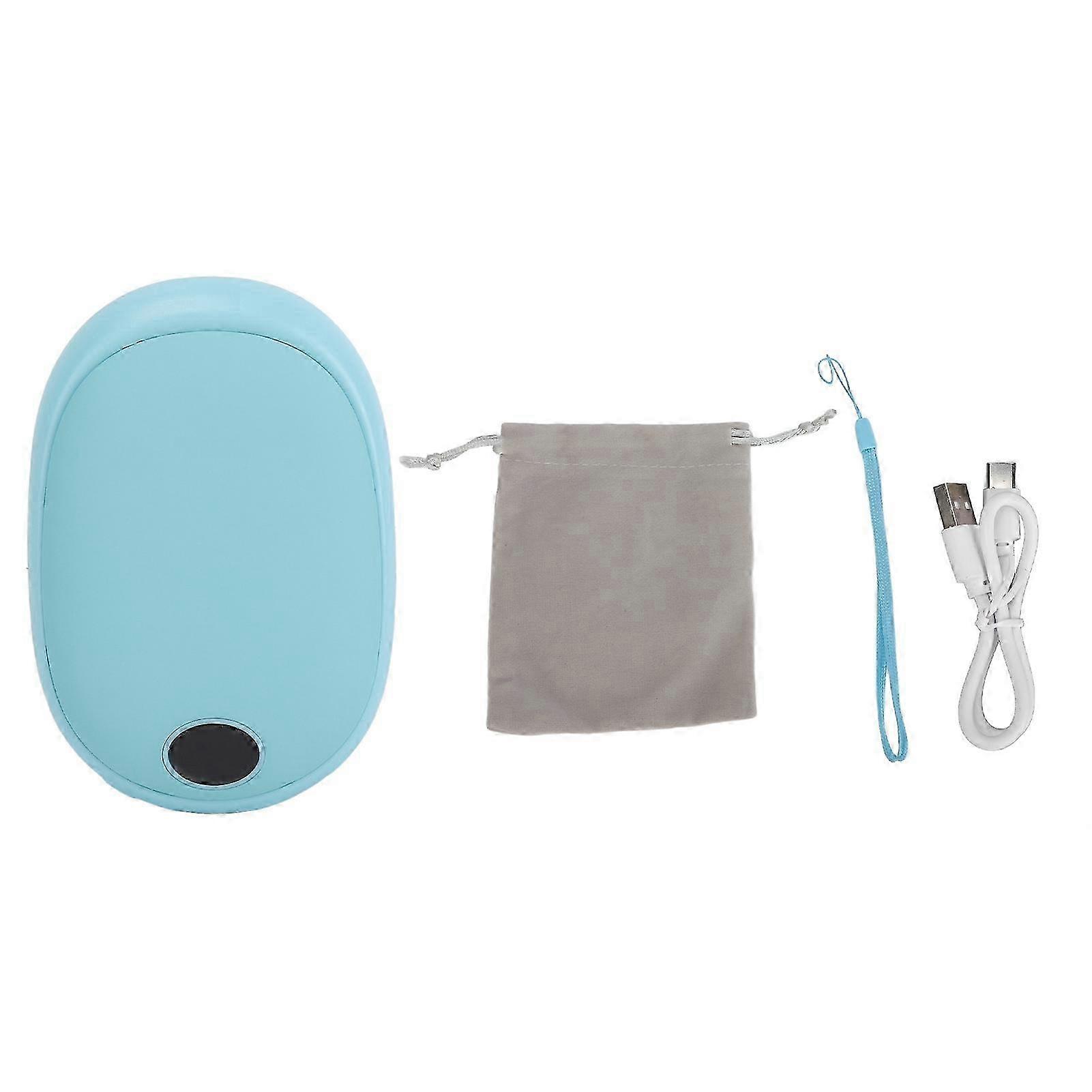 Electronic Hand Warmer Adjustable Temperature LCD Display Portable Rechargeable USB Mini Hand Warmer for Winter Blue
