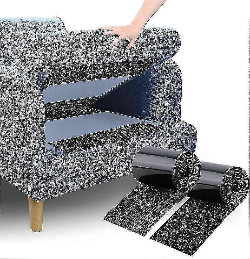Non-slip Couch Cushion Gripper - Self-adhesive Hook Loop Tape To Keep Couch Cushions From Sliding, 10cm X 1.5m In Black