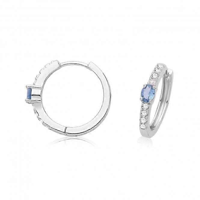 Acotis Silver Hinged Earrings Rhodium Plated Zirconia G51337SA