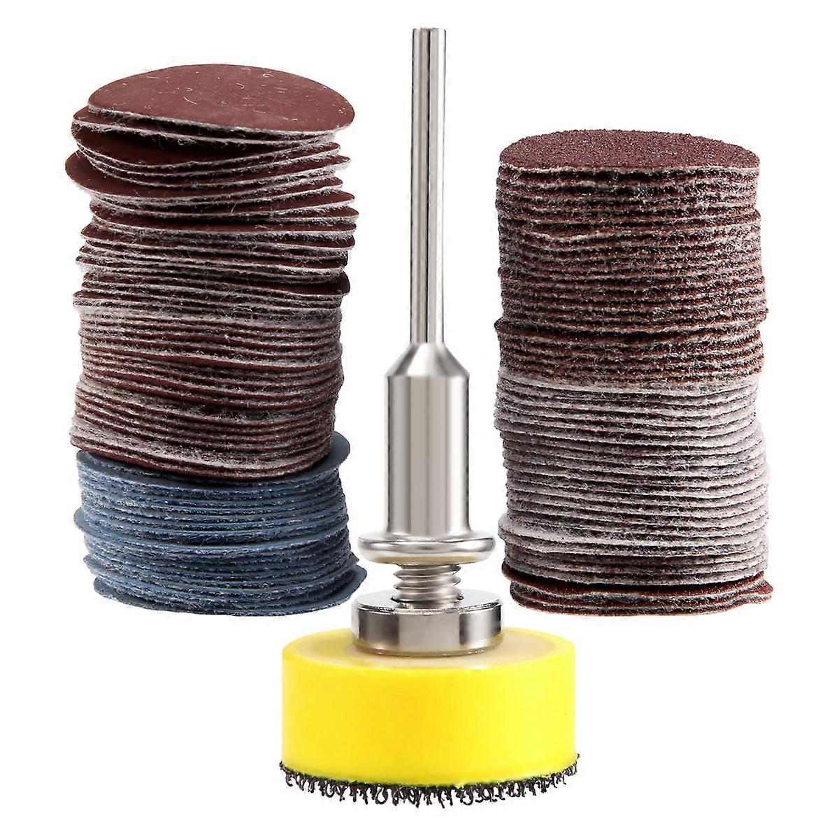 100Pcs 25Mm 1 Inch Sander Disc With 1Inch Pad Plate + 1/8 Inch Shank