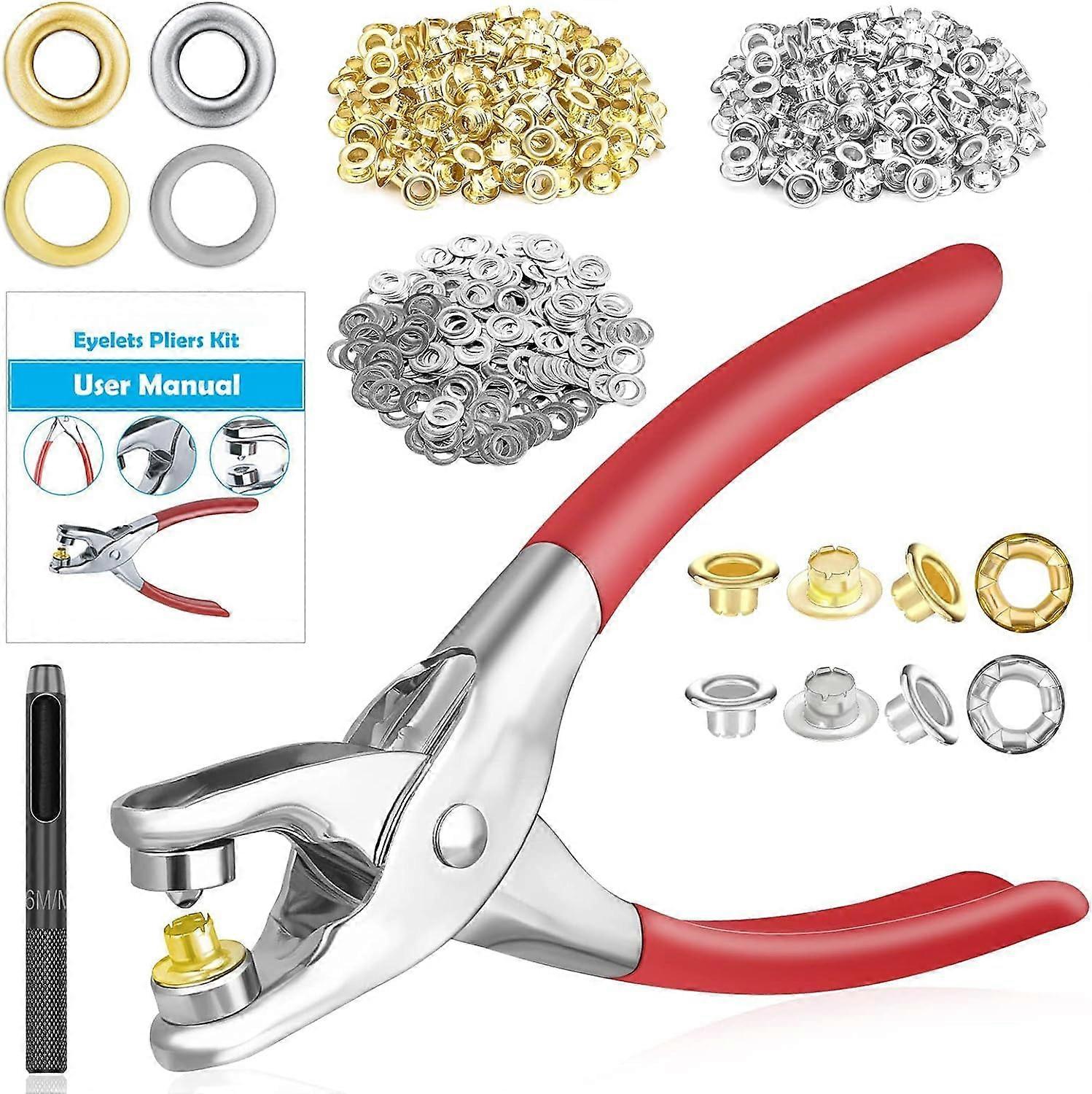803 Pcs 1/4 Inch ID Grommet Eyelet Pliers Kit with Assorted Size Metal Grommets for Fabric and Craft Projects