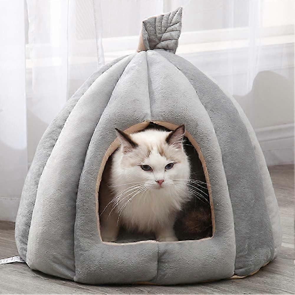 Cat Bed,Pumpkin Style Cat Cave Bed Cat House Cat Tent with Removable Cushion Pillow, Soft Cat Dog Bed for Small,Medium Dogs and Cats, 15.8x15.8x13.8in