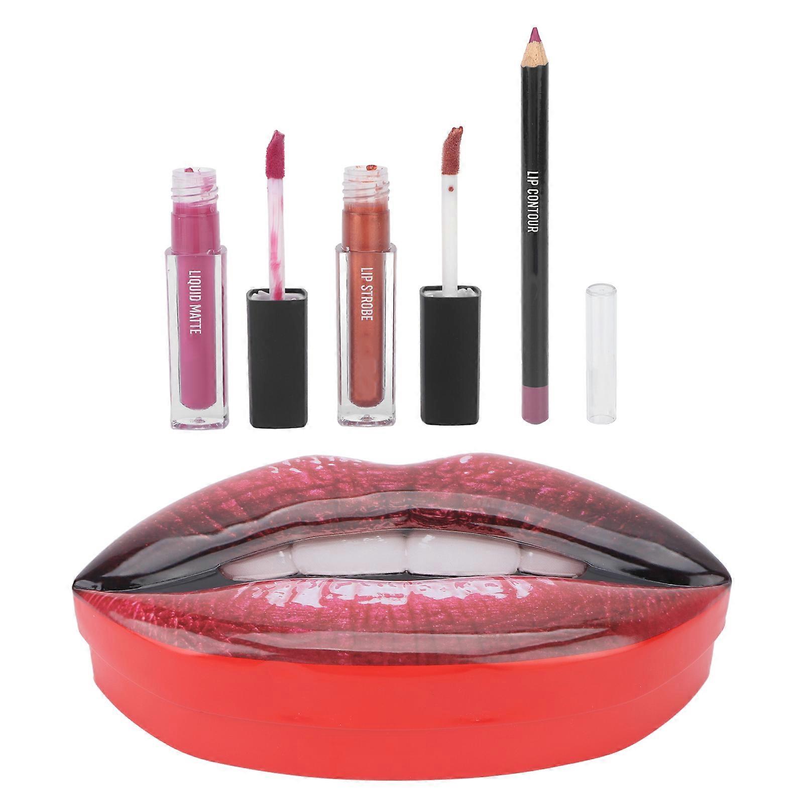 2+1 Lipstick Set Long Lasting Portable Prevent Fading Matte Pearl Lip Liner Lipstick Set for Women