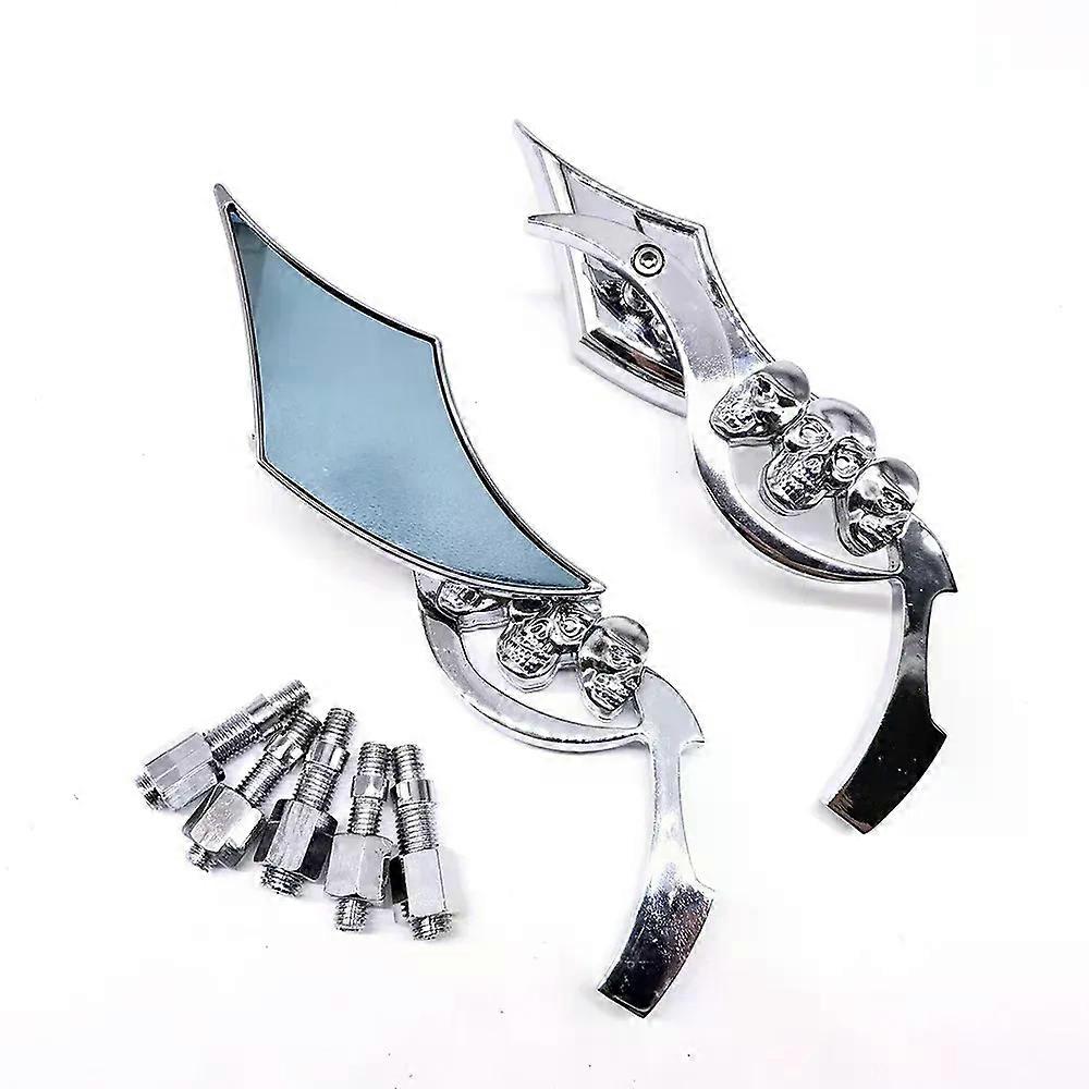 Pair Motorcycle Handlebar Mirror Motorbike Mirror Skull Handlebar Rear Mirror Retro Skeleton Motorcycle Modified Rearview Mirror