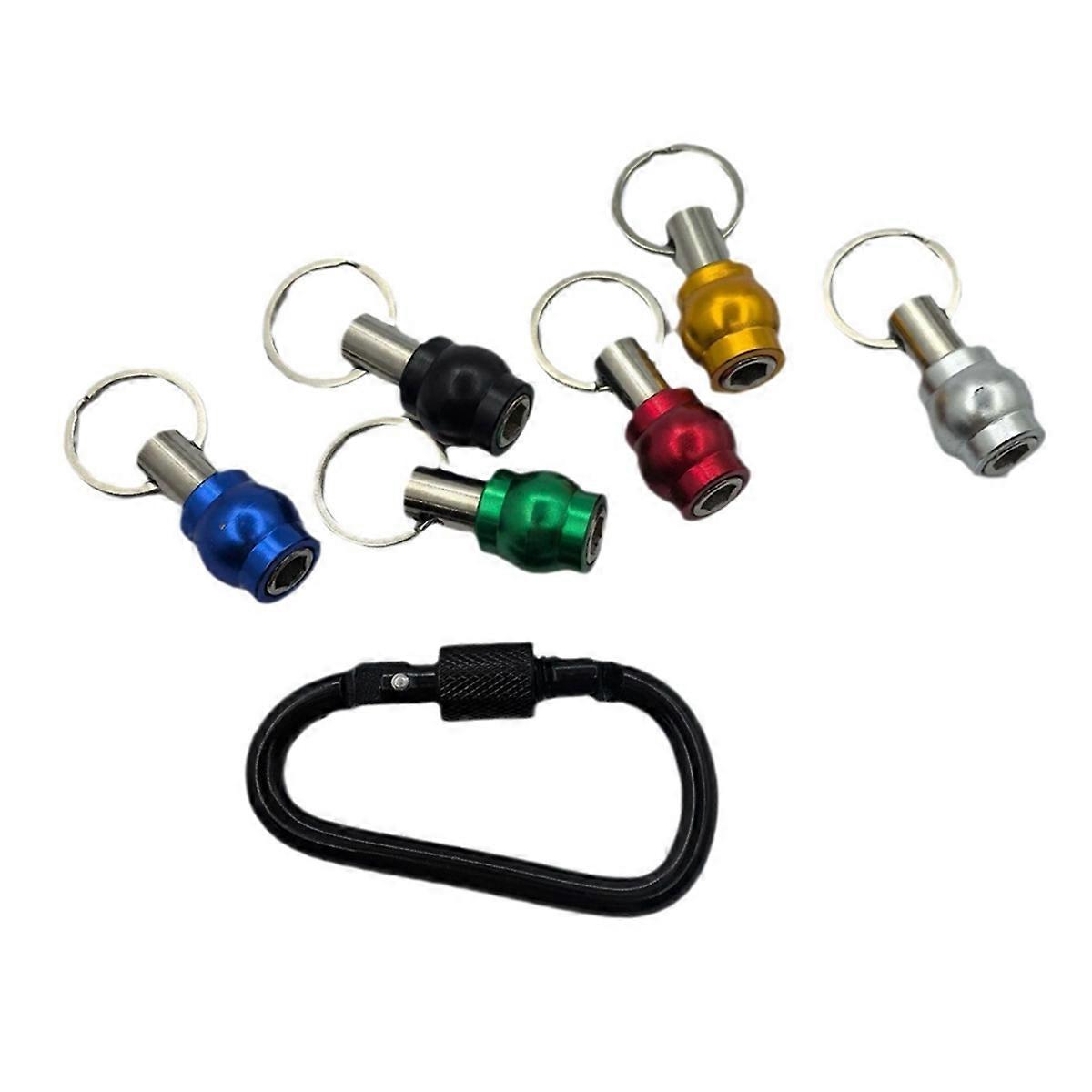 6pcs Hex Shank Screwdriver Bits Holder Set with Black Carabiner, Quick-Change,