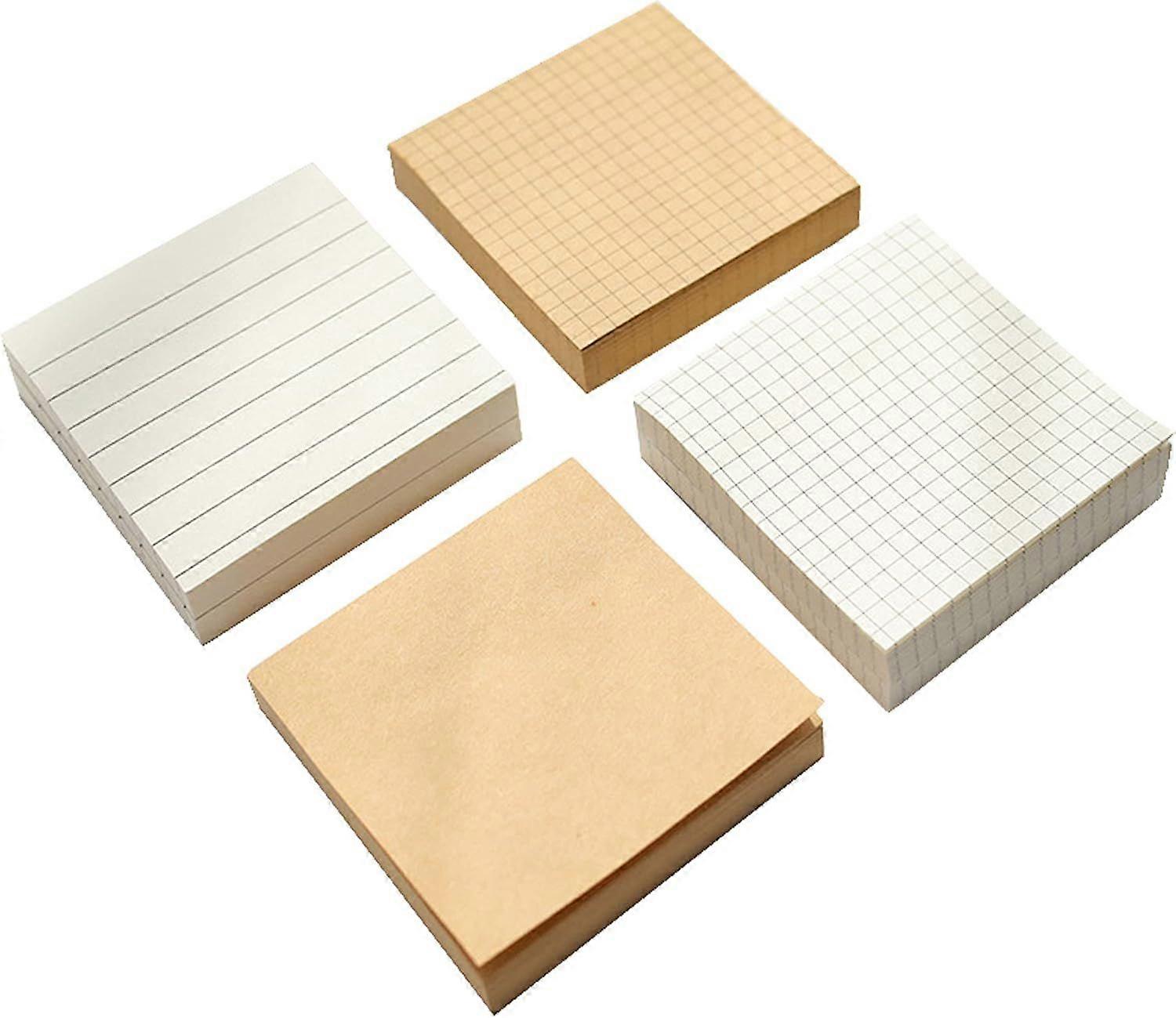 4pcs Notes,Memo Note Pad for Notes, White and Brown Checkered Post-it Notes, 80 Sheets per Copy