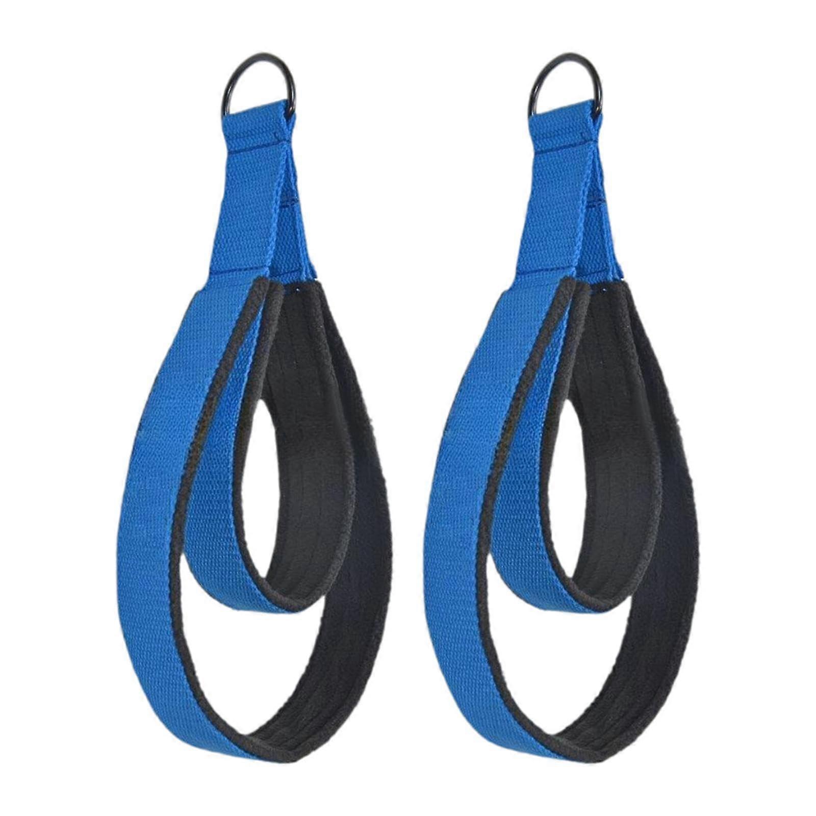 Pack of 2 Pilates Straps for Fitness with D Rings and Handle for Women Deep Blue