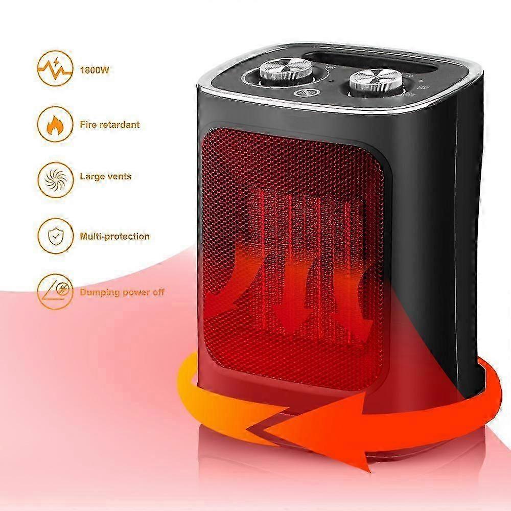 1800W Ceramic Fan Heater, Space Heater with Auto Oscillation, 2 Heat Settings and Fan Only Mode - Black_Featured Gift 3707