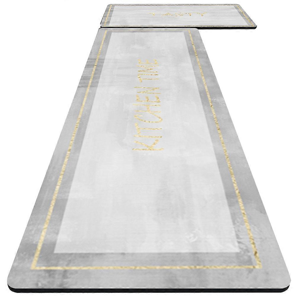 Soft Diatomaceous Earth Kitchen Mat-45*70CM+45*120CM[2pcs] -Dalmat Gold Edge