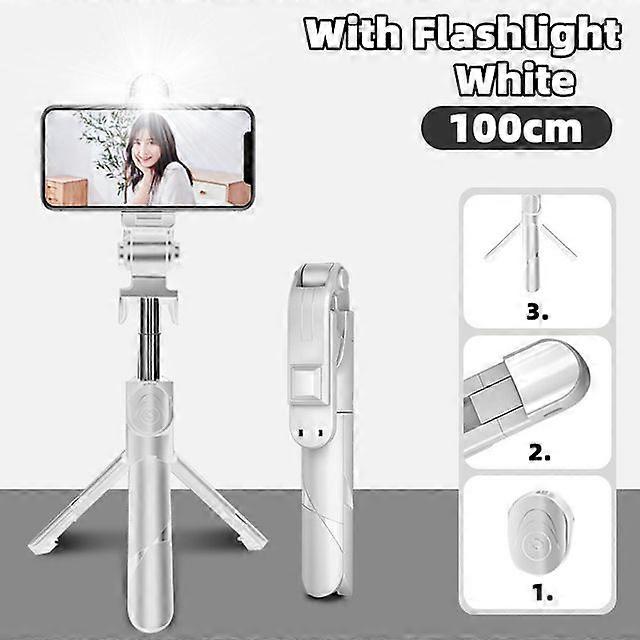Wireless Bluetooth Compatible Selfie Stick With Fill Light Shutter Foldable Mini Tripod Remote Control For Phone Ios Android