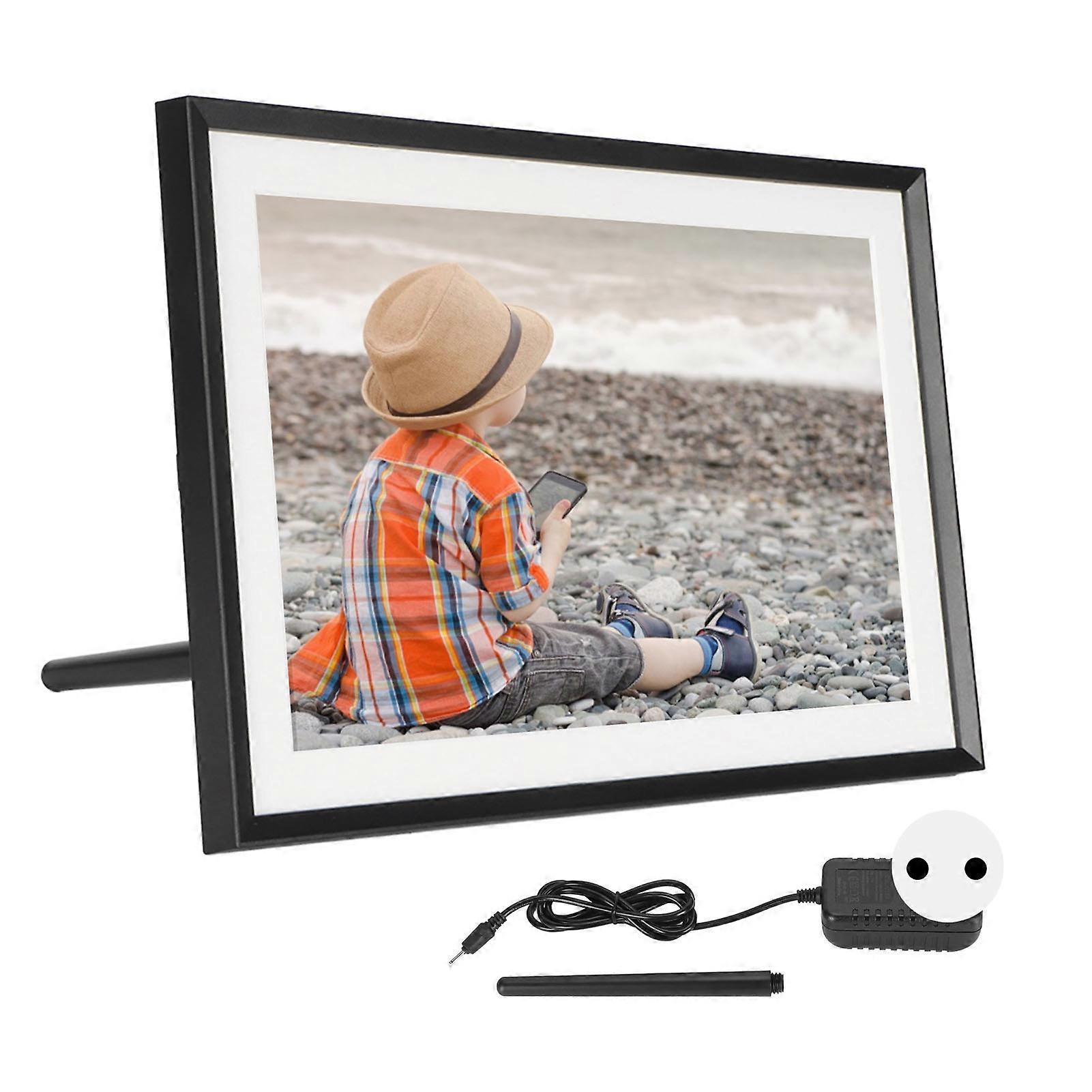 10 Inch WiFi Picture IPS Touch Screen App Remote Control Digital Photo Frame with 16GB Storage 100‑240V EU Plug