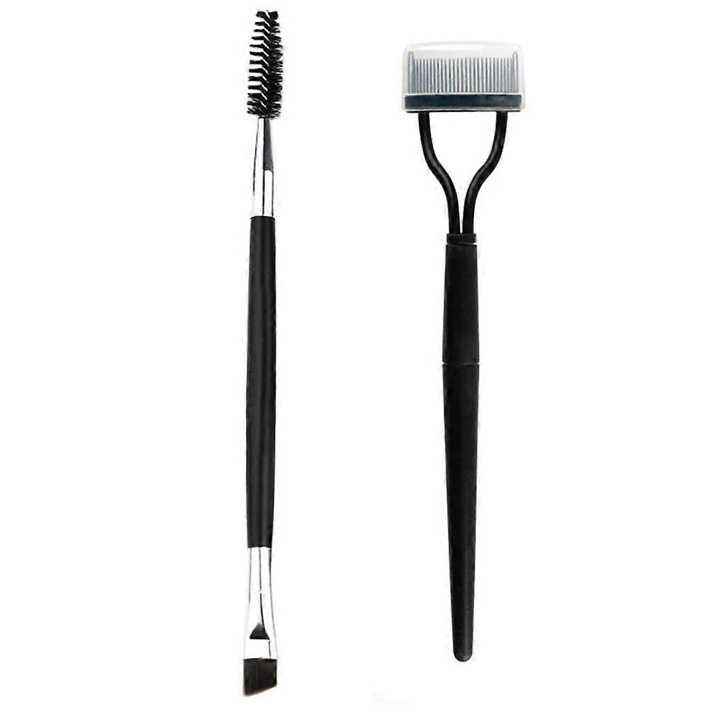Eyelash Comb ,Eyelashes Separator Curler+ Duo Eyebrow Brush and Spoolie Brush, False Eyelashes Applicator Tool 2PCS