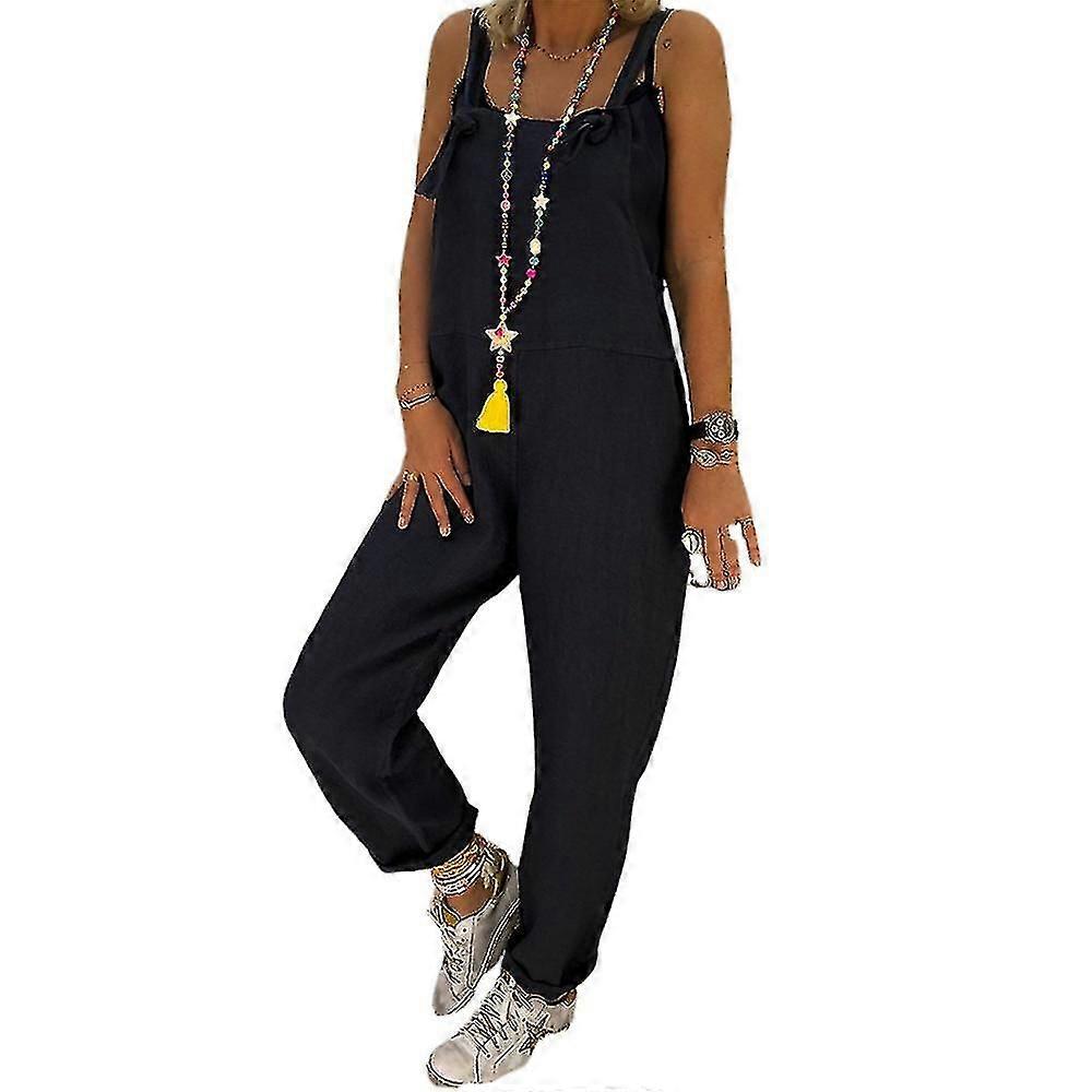 Kvinnor Casual Lös Lång Haklapp Byxor Jumpsuits Baggy Rompers Overaller Byxor