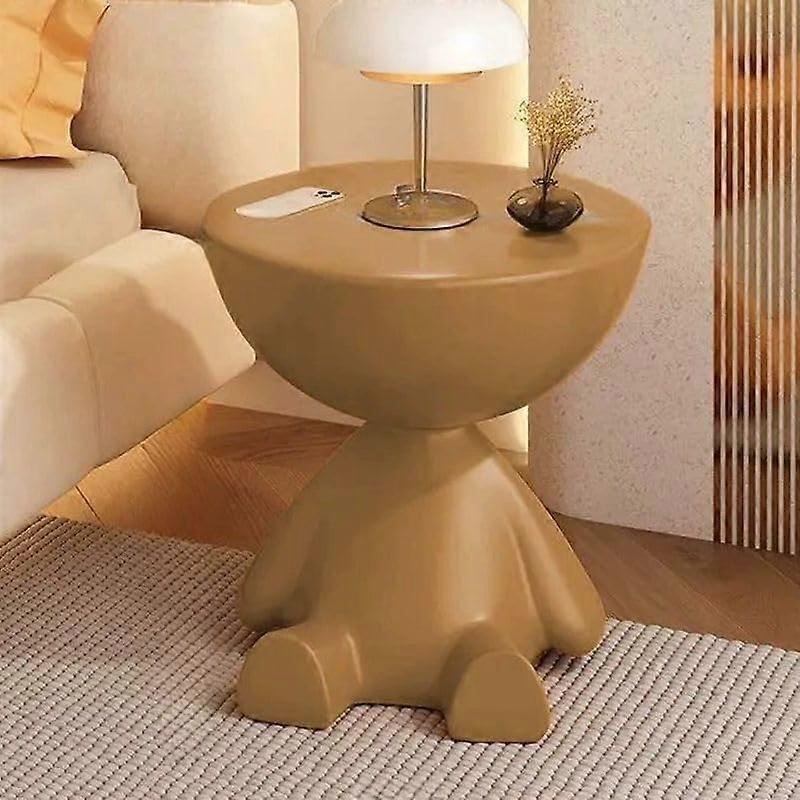 End Table, Modern Side Table Sofa Table Nightstand with Abstract Base for Small Spaces Bedside Home Decor Living Room Bedroom Office, Brown