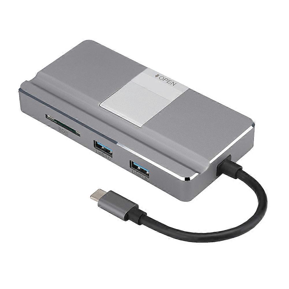 8 In 1 Type-C Hub RJ45 Type-C Female PD HDMI TF Secure Digital Memory Card USB2.0 A 2*USB3.0