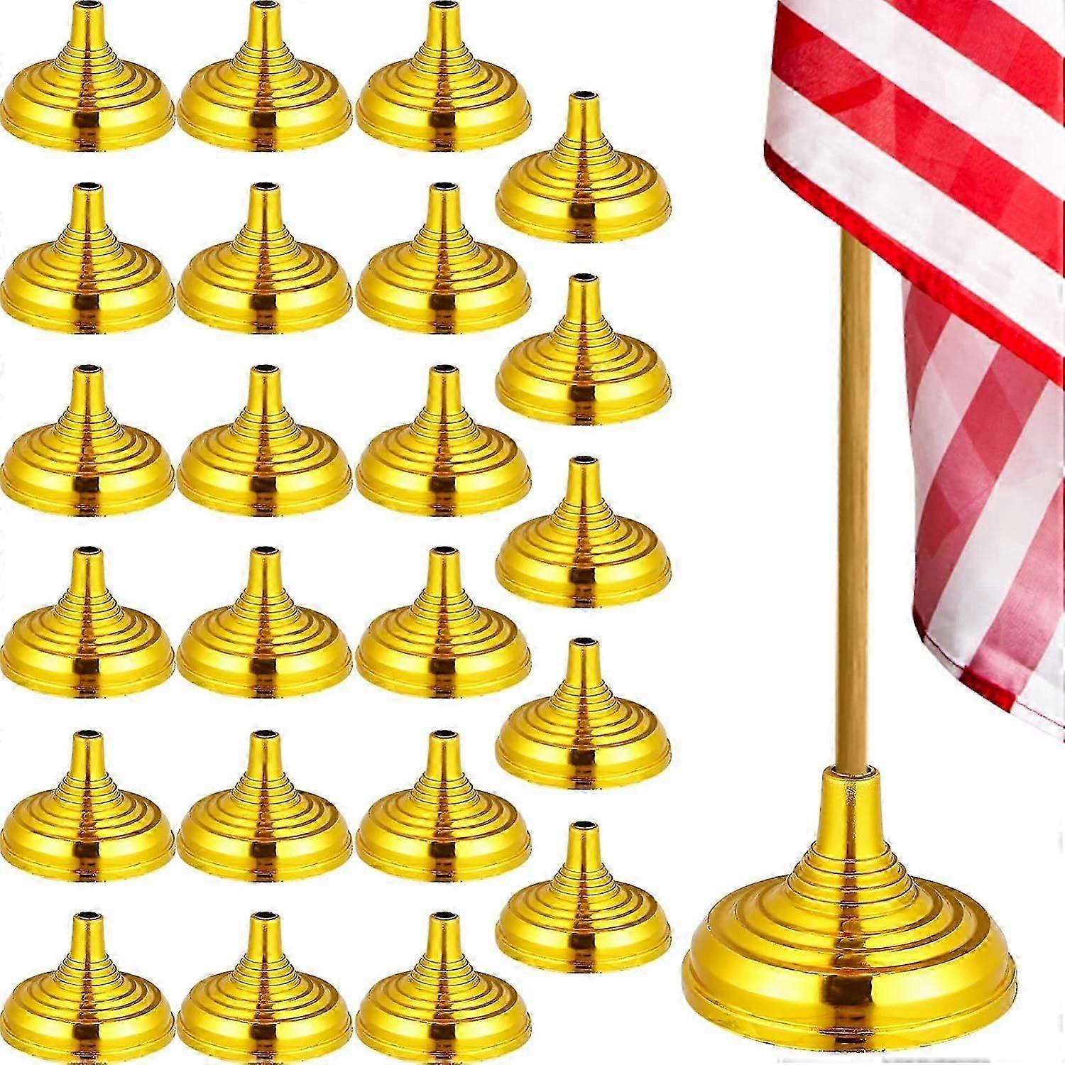 24 Pieces Table Flag Holders Mini Flag Holders Gold Mini Flag Bases Pole Holders Flag Holders Mini Stick Flag Holders Table Centerpiece Flag Stands