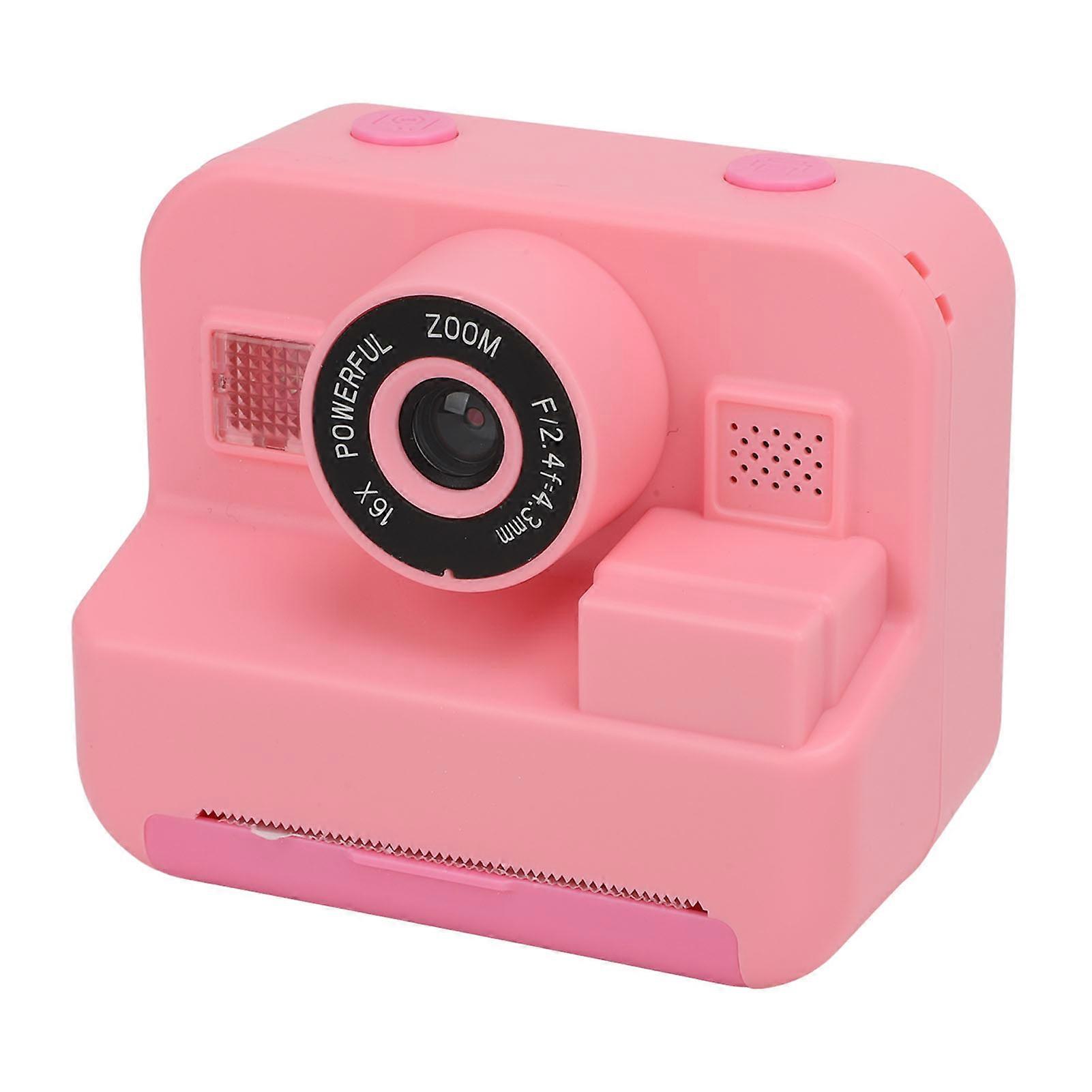Instant Print Camera 2.4 Inch IPS Screen Digital Camera with Print Paper Thermal Printing 12MP Portable Travel Camera for Boys Girls Pink 