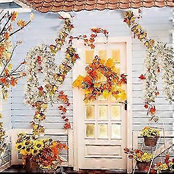 Artificial Maple Leaf Rattan Fake Vine with Autumn Leaves Simulation Hanging Plants Greenery for Party2 Pces Home Garden Hotel Wedding