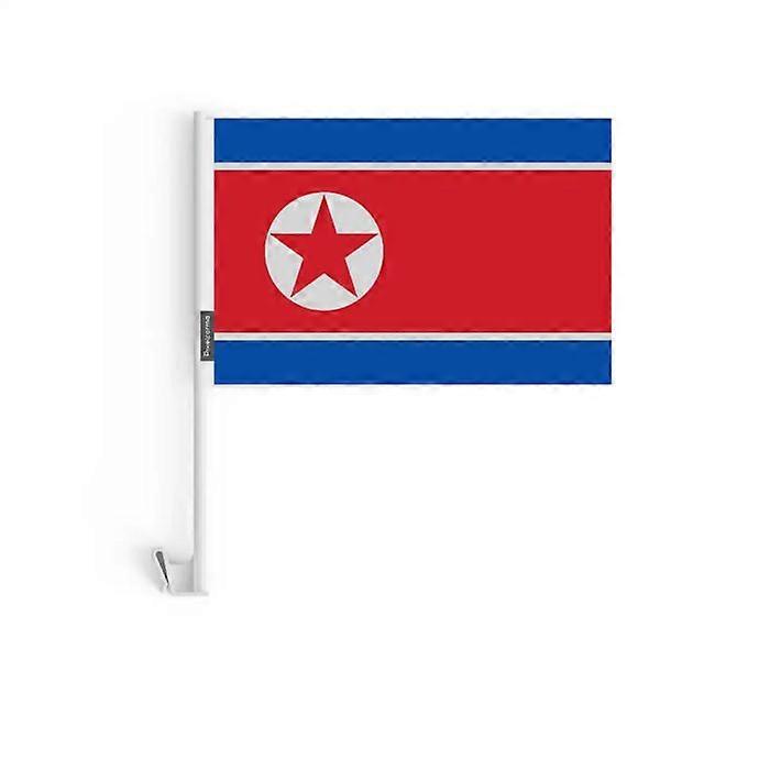 North Korea Car Flag – 14 x 21 cm – Polyester Fabric – Window Attachment – 10 Pieces
