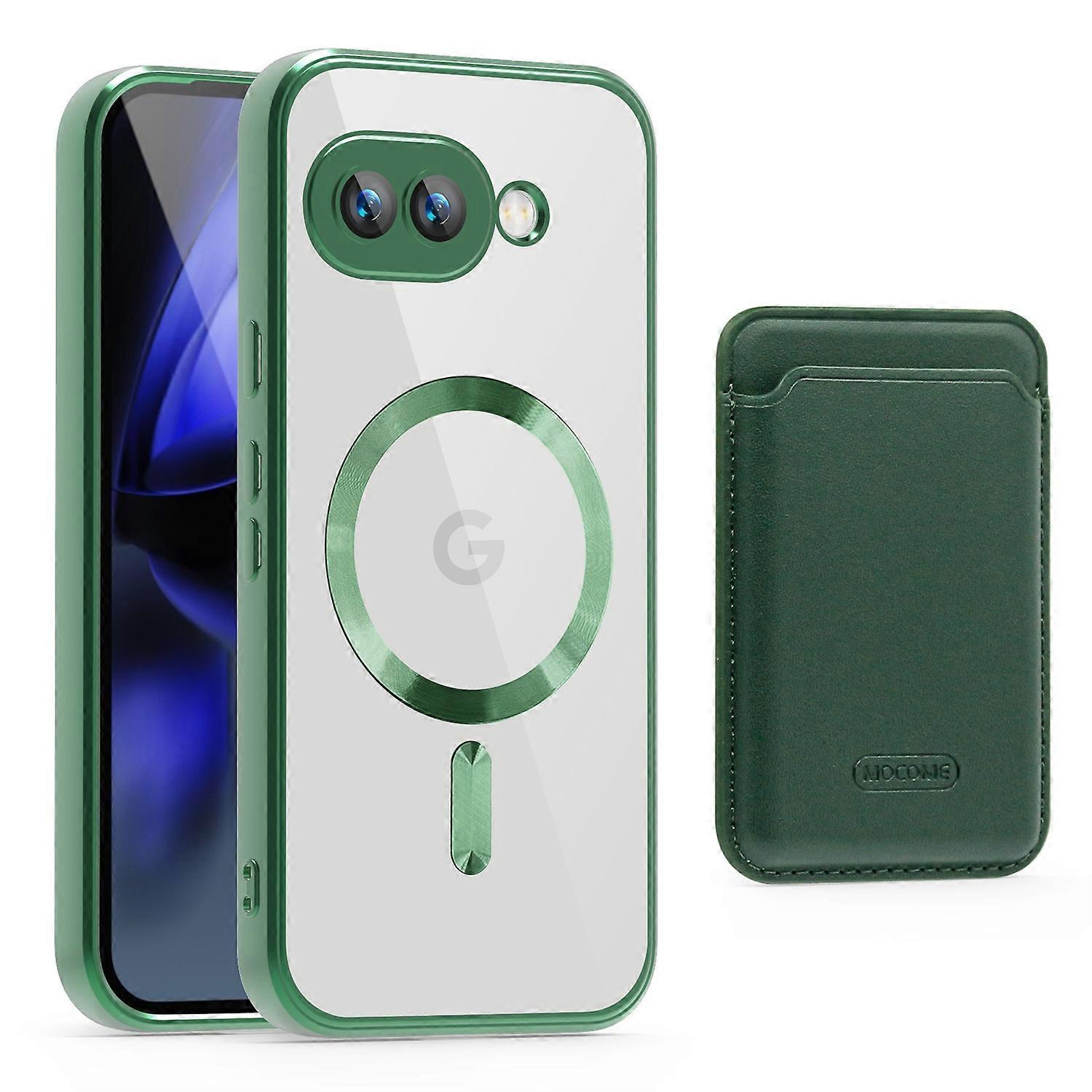 Para funda Google Pixel 9a compatible con MagSafe TPU + PC Mobile Cover con bolsa para tarjetas