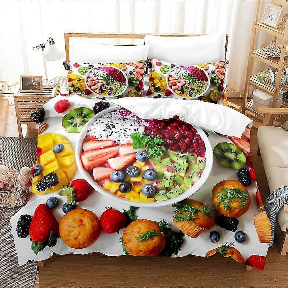 Fruit Platter Bedding Set - 3-Piece Bed Set for Adults and Kids, Includes 1 Duvet Cover and 2 Pillow Shams, Suitable for Various Bedroom The