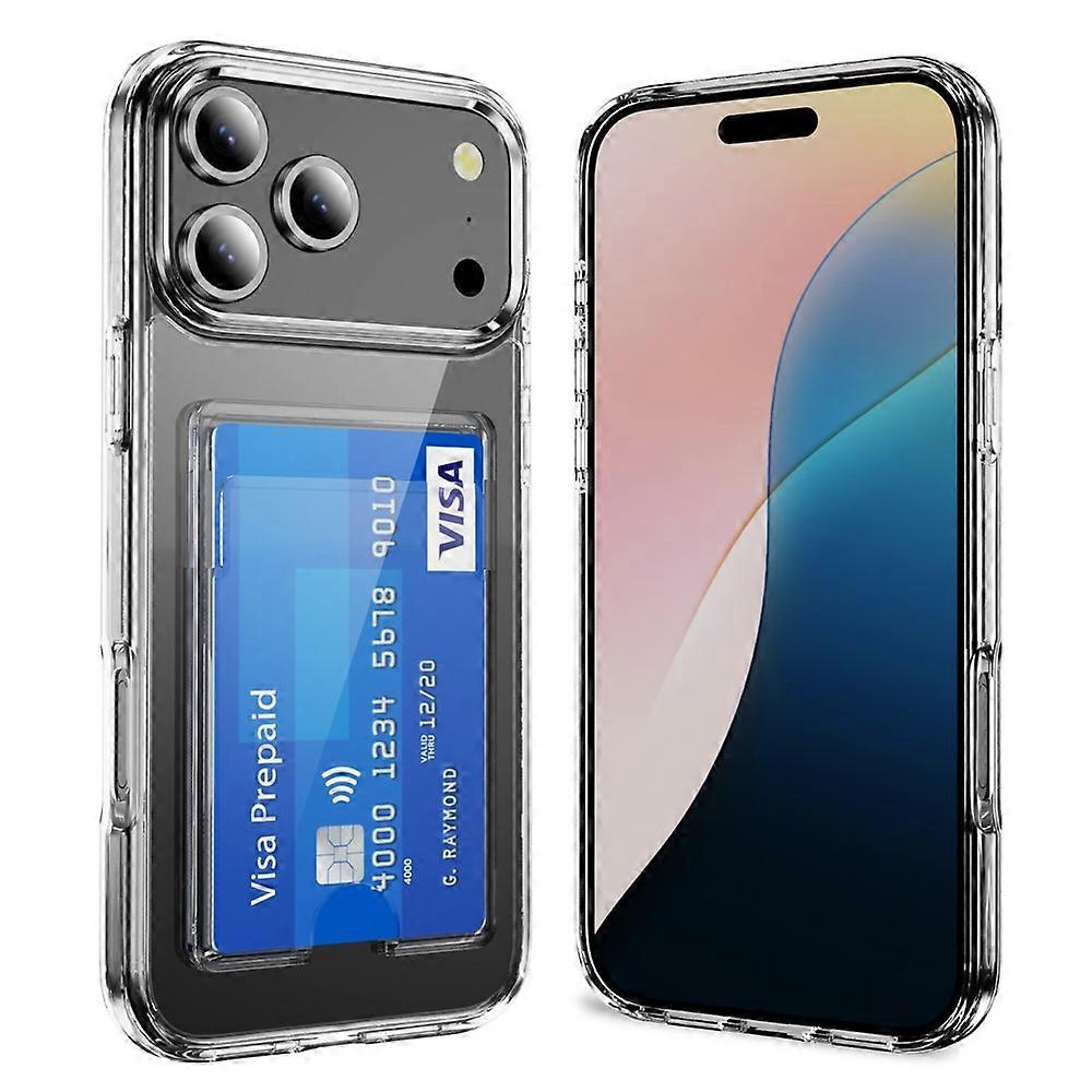 Compatible For iPhone 17 Pro Clear Case TPU + PC + Acrylic Cell Phone Case with Card Holder